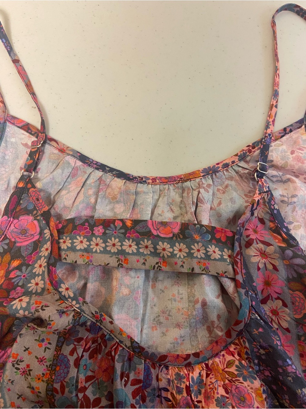 NATURAL LIFE Floral Patchwork Mini Dress in Pink, Blue, Brown - Picture 5 of 8